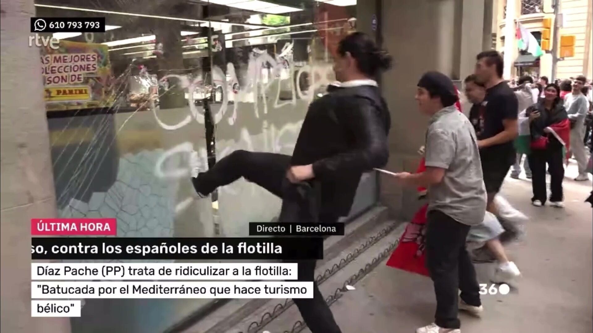 Directo para Mañaneros 360: Serios disturbios en Barcelona – operador de cámara de televisión en Barcelona